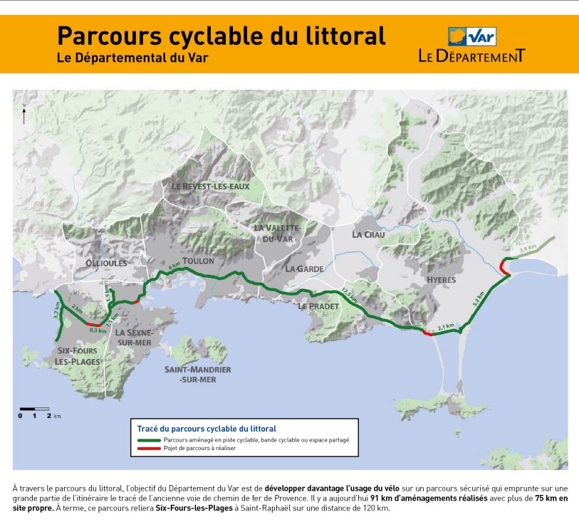 Piste cyclable du littoral Toulon Hyeres Var